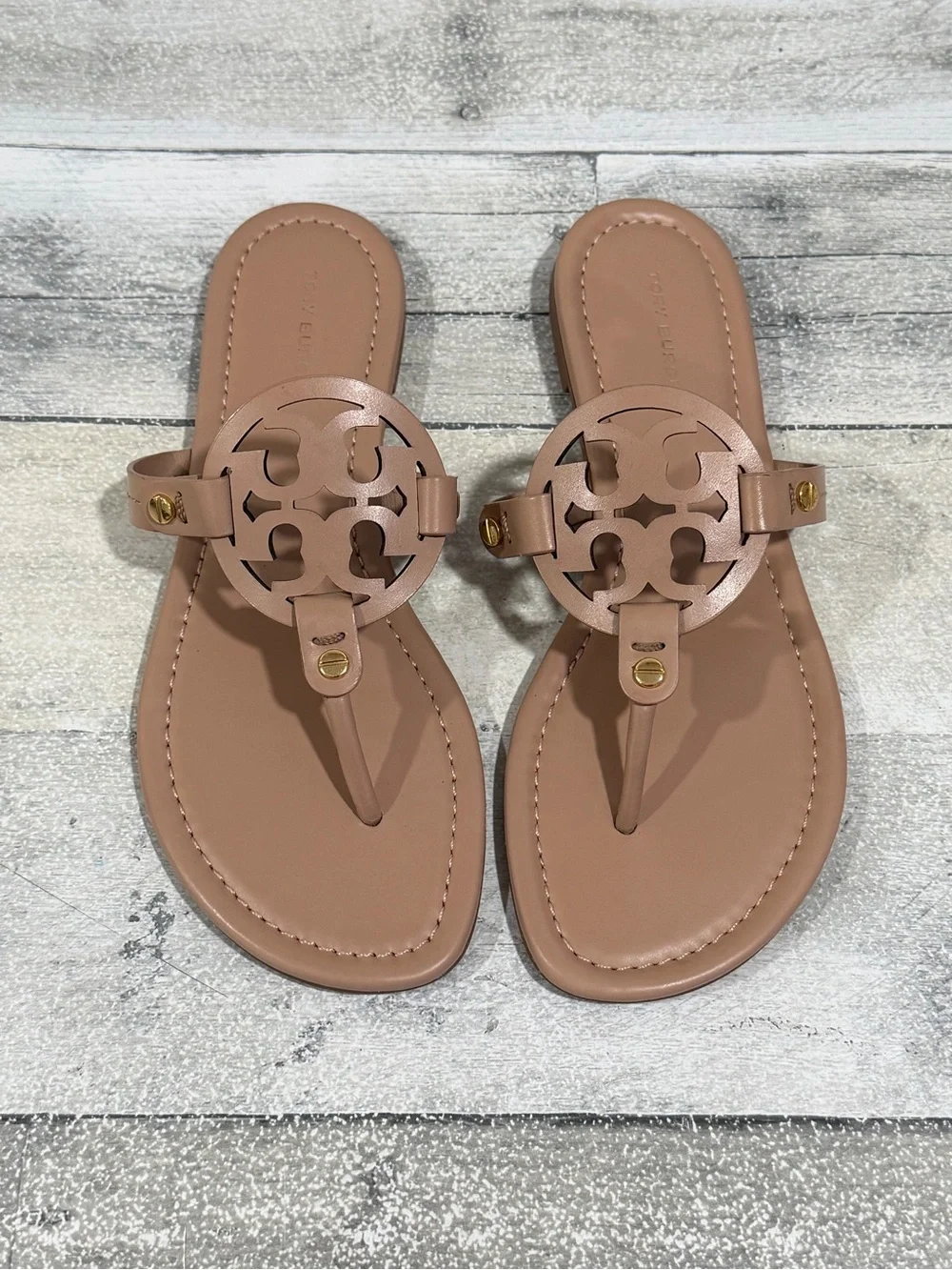 Tory Burch Women's Miller Flip Flop Leather Sandals - Makeup - Size - 7.5  .US